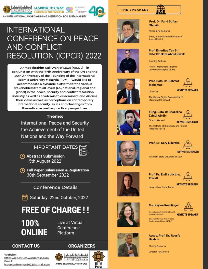 INTERNATIONAL CONFERENCE ON PEACE AND CONFLICT RESOLUTION (ICPCR) 2022