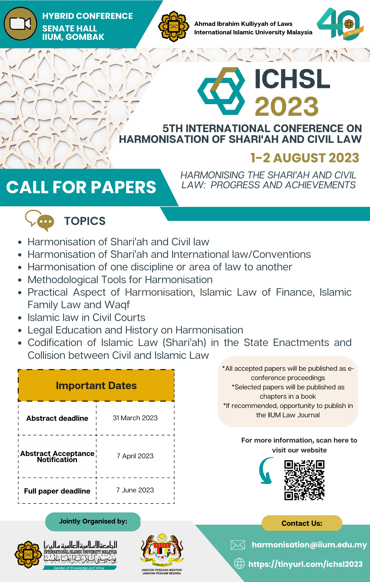 THE 5TH INTERNATIONAL CONFERENCE ON HARMONISATION OF SHARI’AH AND CIVIL LAW 2023 (ICHSL 2023)