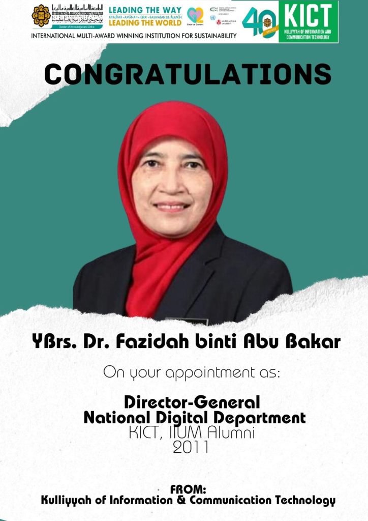 Congratulations: YBrs. Dr. Fazidah binti Abu Bakar