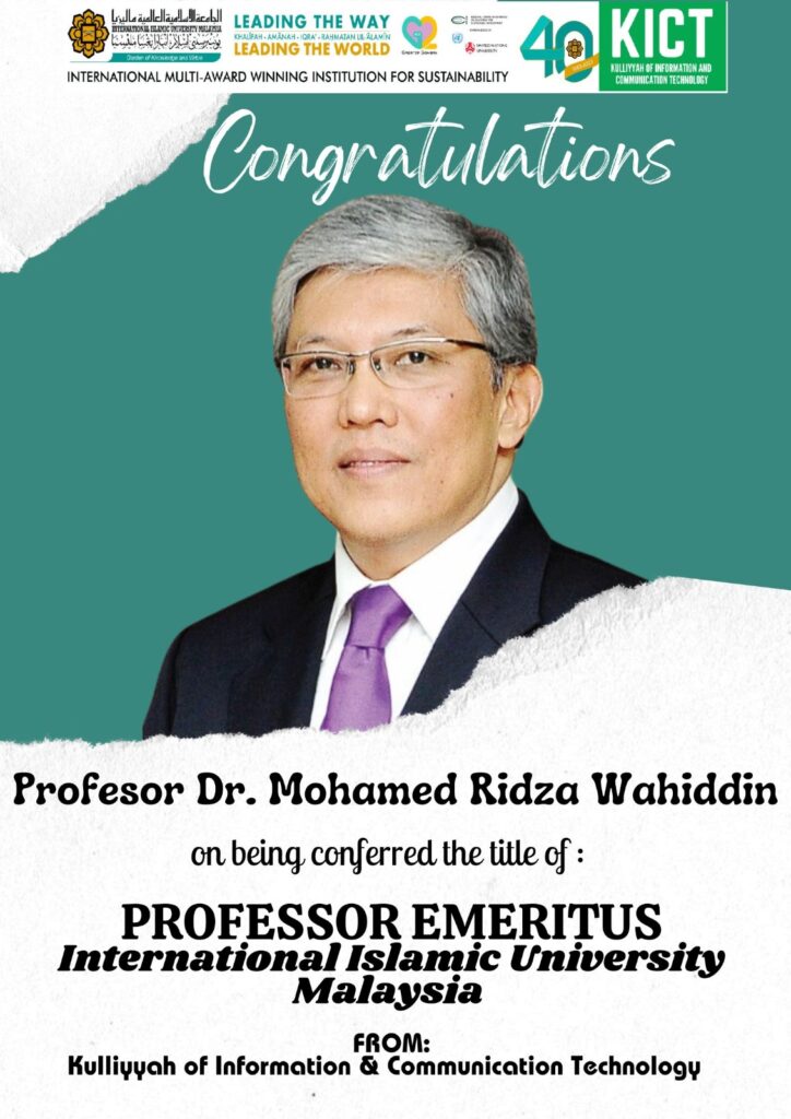 Congratulations Prof. Dr. Mohamed Ridza Wahiddin