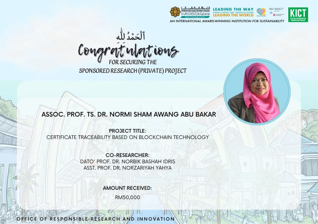 Congratulation for securing Sponsored Research (Private) Project