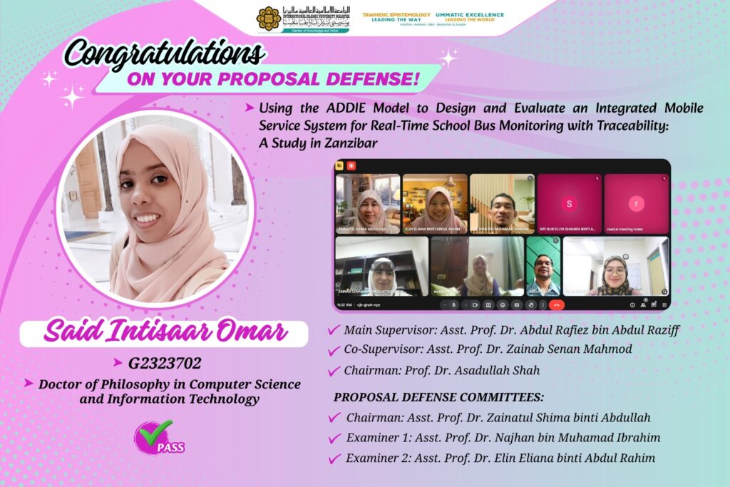 Heartfelt Congratulations to Sr. Said Intisaar Omar on Successfully Completing Her Proposal Defense! 🎉