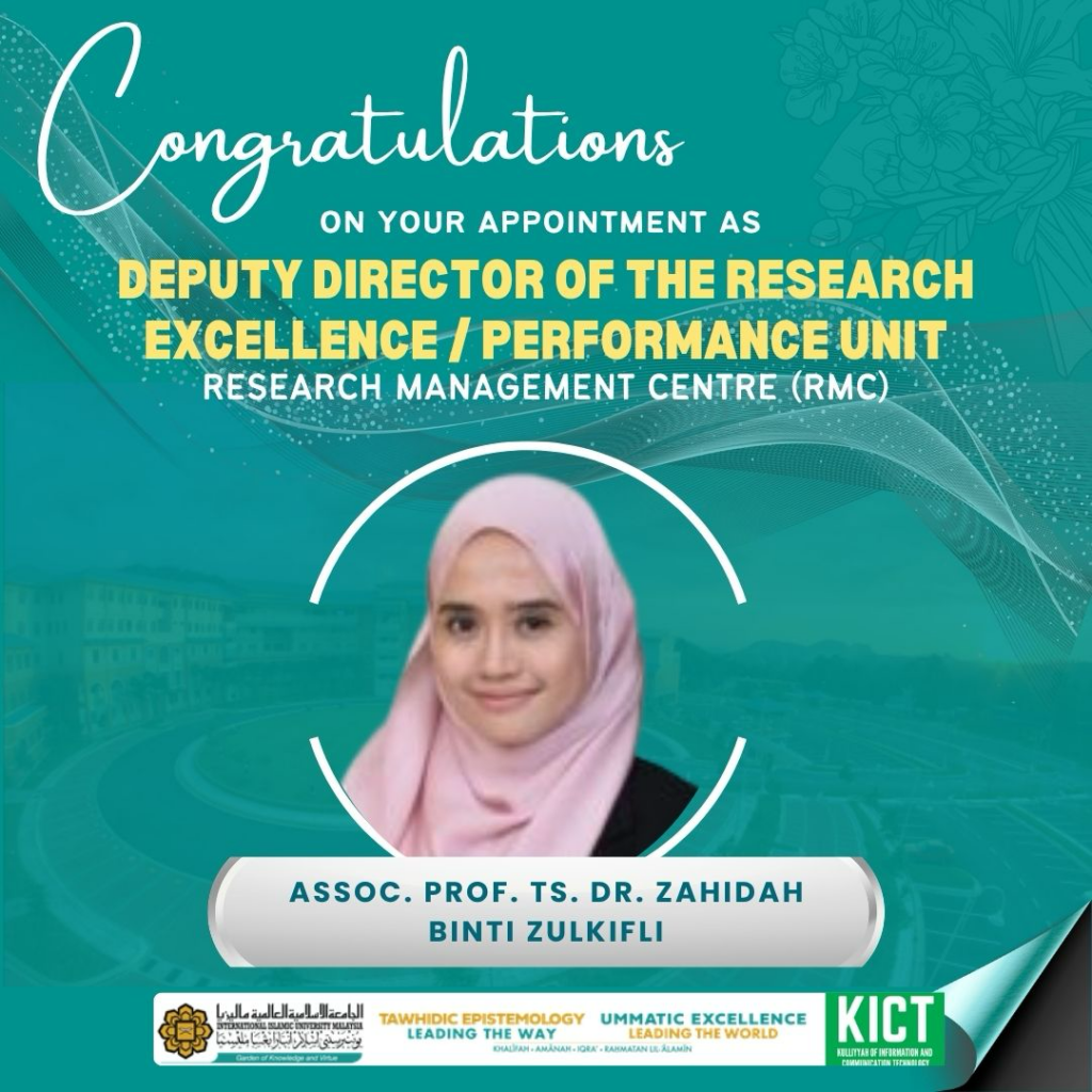 Congratulations to Assoc. Prof. Ts. Dr. Zahidah binti Zulkifli
