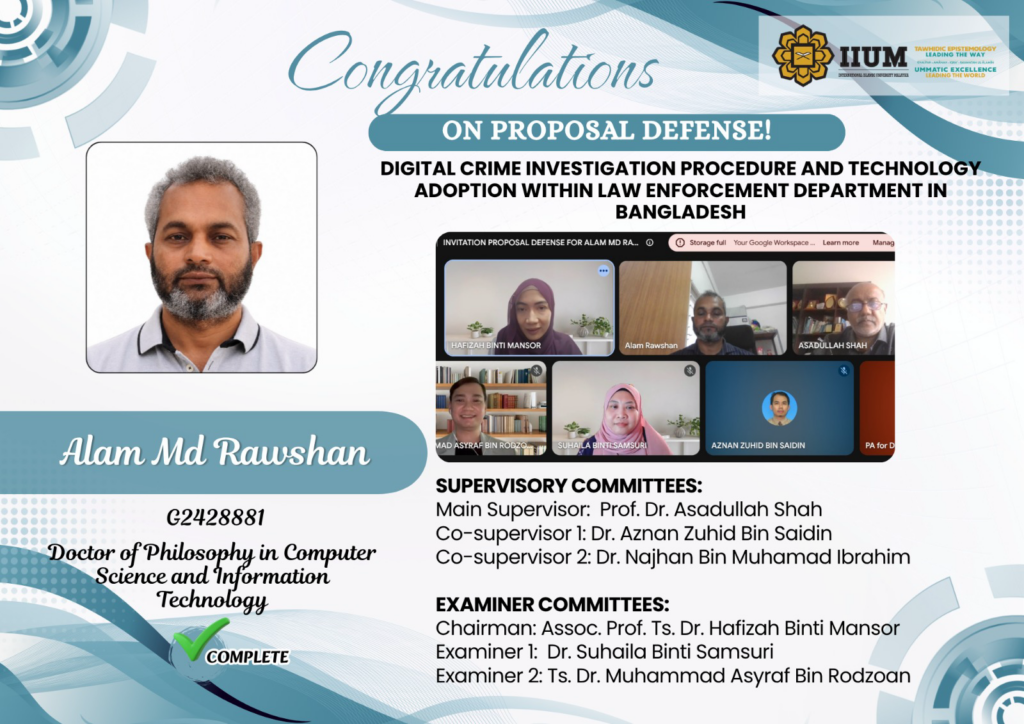 🎓 Congratulations to Br. Alam Md Rawshan on the Completion of the Proposal Defense 🎉