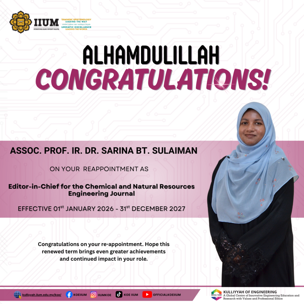Reappointment - Assoc. Prof. Ir. Dr. Sarina bt. Sulaiman