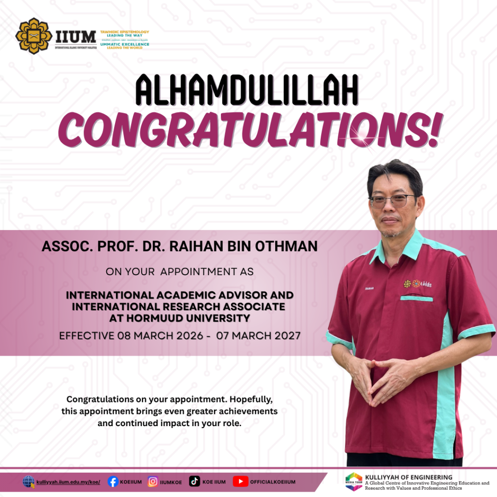 Appointment - Assoc. Prof. Dr. Raihan bin Othman