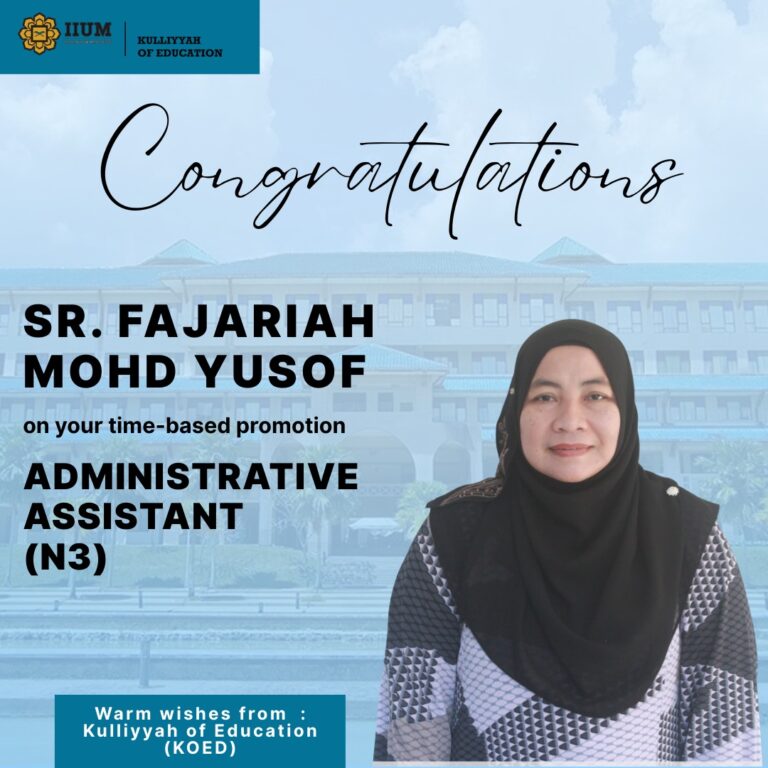 Congratulations, Sr. Fajariah Mohd Yusof!