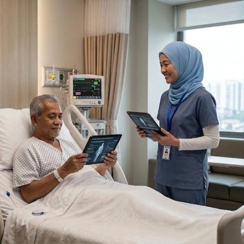 Registered nurse providing digitally supported patient care