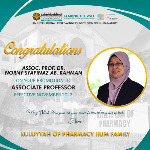 PROMOTION TO THE POST OF ASSOCIATE PROFESSOR (DUF54) – ASSOC. PROF. DR. NORNY SYAFINAZ BINTI AB. RAHMAN