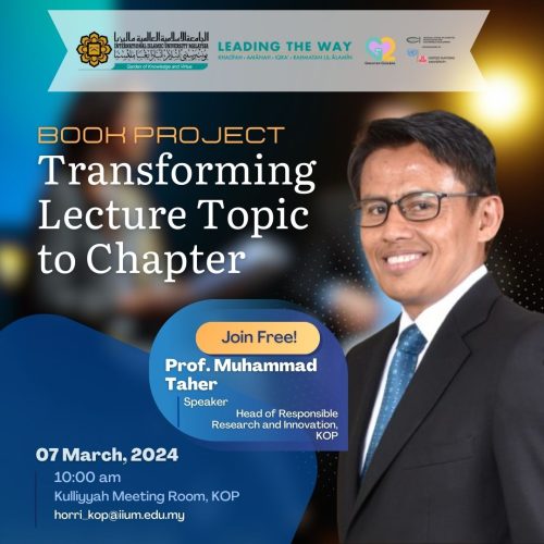 KOP RESEARCH TALK : “BOOK PROJECT – TRANSFORMING LECTURE TOPIC TO CHAPTER”