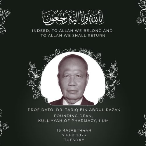 MESSAGE OF CONDOLENCE – KULLIYYAH OF PHARMACY