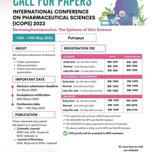 Call for Papers: International Conference on Pharmaceutical Sciences (ICOPS) 2023