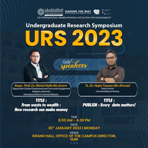 INVITATION TO THE UNDERGRADUATE RESEARCH SYMPOSIUM (URS) 2023, KULLIYYAH OF PHARMACY, IIUM