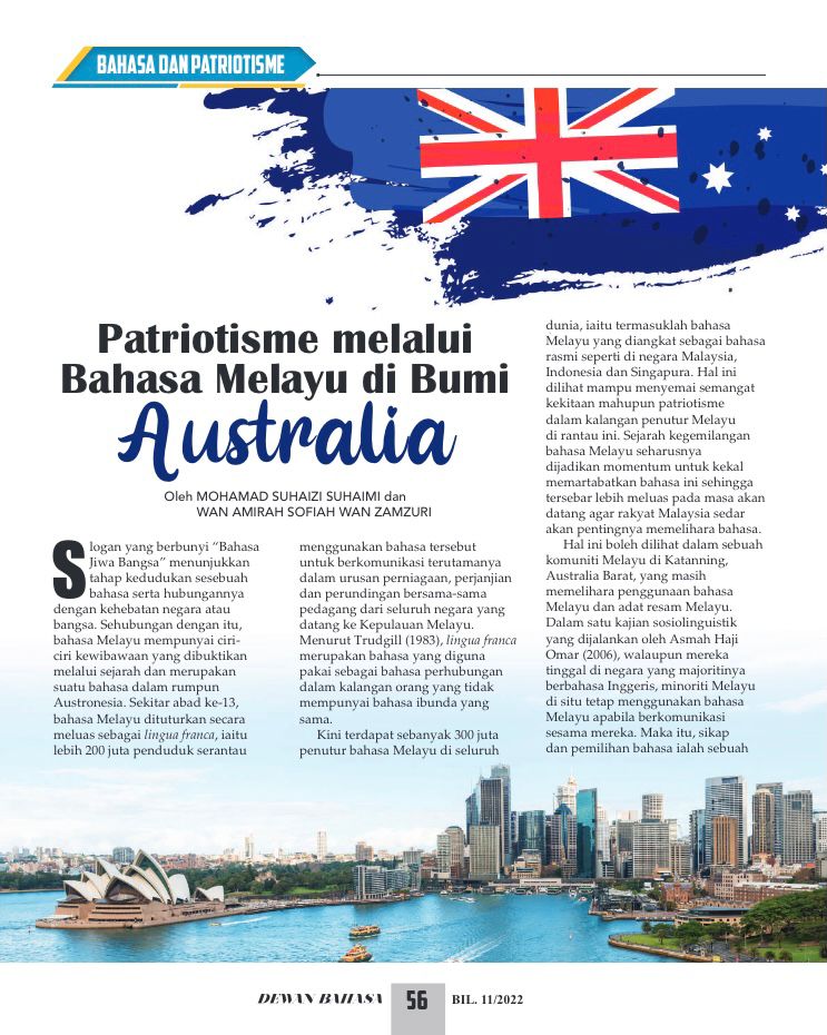 Patriotisme melalui bahasa Melayu di bumi Australia